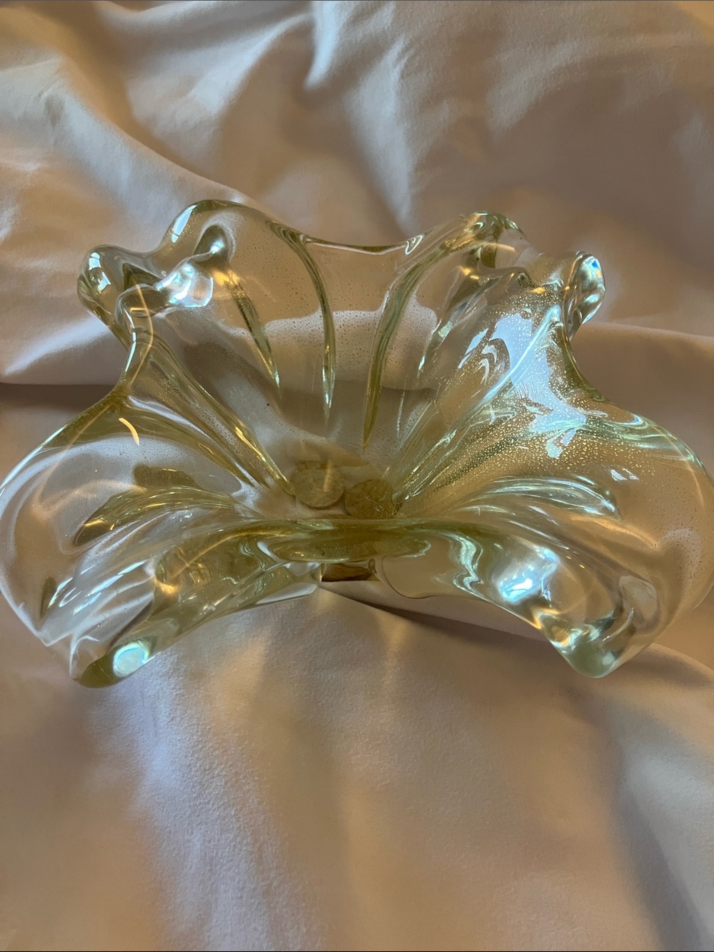 Gold- flecked Art Glass Decorative Bowl